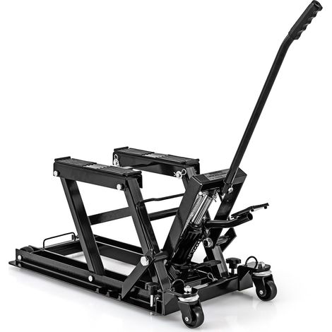 COSTWAY Ponte Sollevatore Idraulico per Moto, Sollevatore Motociclette Fino a 680 kg, Cric Alzamoto con Ruote e Piattaforma Regolabile in Altezza a Pedale Resistente per ATV, UTV per Officina (Nero) (1/5)