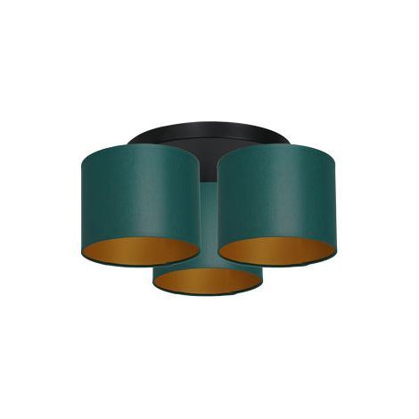 Plafoniera nera 3 paralumi verdi oro Arden Luminex E27