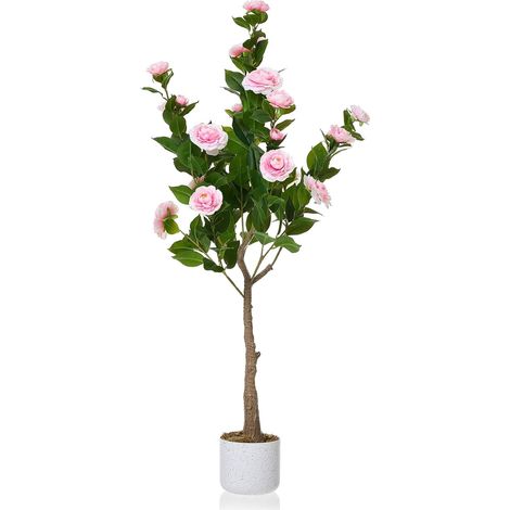 Camélia artificielle 120 cm rose simple fleur artificielle en polyester Camellia Japonica réaliste tige écologique salon décoration de mariage (1/5)