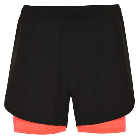 Pantalón corto con malla interior Vetonek - Mujer / XL / NEGRO/CORAL FLUOR
