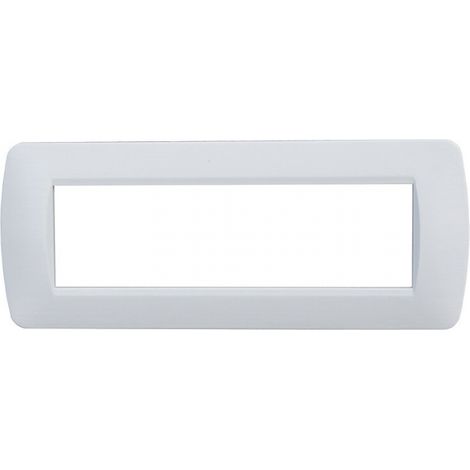 Placca serie Space, 7 moduli, plastica satinata, bianca, compatibile con serie BTicino Living - Ettroit LN85701