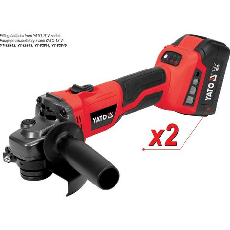 YATO, modelo YT-828295, Amoladora angular, ideal para cortes y desbaste en metal y hormigón, diseño compacto, peso ligero de 1,26 kg, uso profesional y preciso