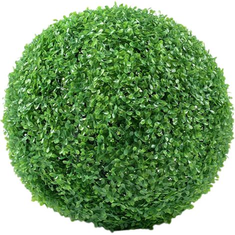 Boule décorative artificielle en buis, résistante aux UV, réaliste et multicouche, idéale pour l'extérieur (jardin, terrasse, porche). Feuilles vertes artificielles. (1/5)