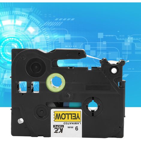 Ruban d'étiquettes 9 mm Accessoires pour machine Brother TZe-421 TZE-621 TZE-721 PT E100b E300 (Kze-721 Lettres noires sur fond jaune) (1/5)