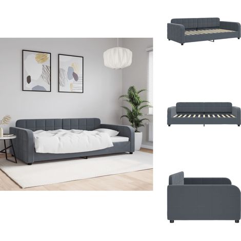 Tagesbett Dunkelgrau 100x200 cm Samt - Tagesbett - Tagesbetten - Schlafsofa - Bett (1/5)