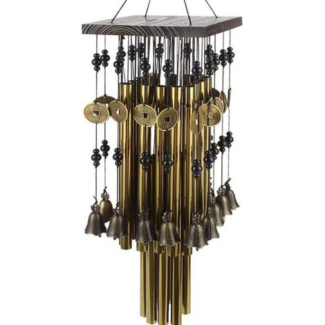 1 Carillon éolien, tube métal, cloche cuivre, son doux, décoration intérieur extérieur jardin patio (1/4)