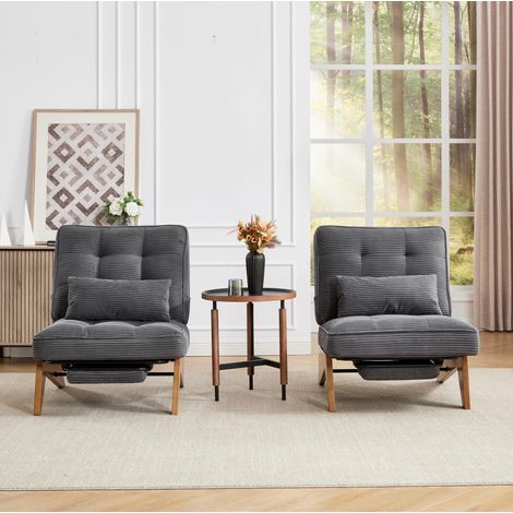 Poltrona relax reclinabile 127x73x90 cm in tessuto grigio scuro con poggiapiedi FloraGrace (1/5)