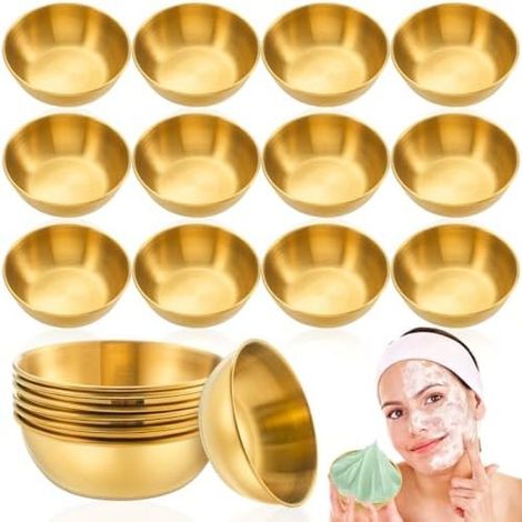 Bol mélangeur beauté en acier inoxydable doré, lot de 12 (1/5)