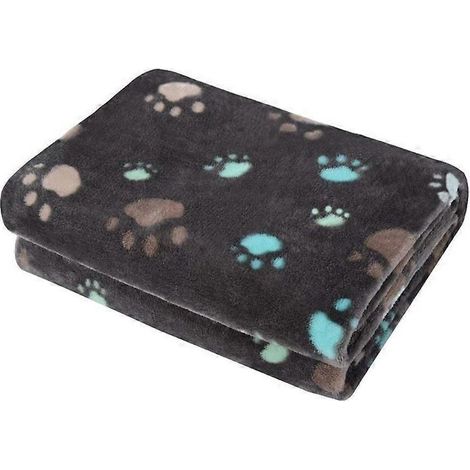 Coussin de lit pour chien, couverture polaire douce imprimée pattes, plaids chauds pour petit animal, griffe de chien, gris S (1/4)