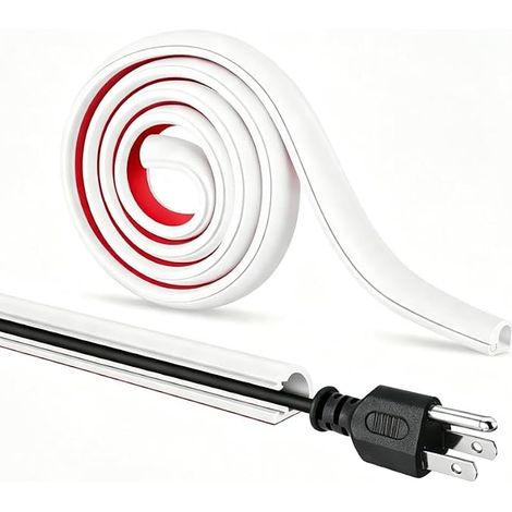 1.5m Goulotte Passe Cable Mural Auto-Adhésif Cache Cable Mural Blanc (1/2)