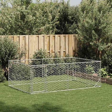 Niche d'extérieur pour chien avec porte, 3 x 2 x 1 m, acier galvanisé
