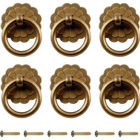 Lot de 6 poignées d'armoire de style bronze antique, petits boutons vintage pour tiroirs, armoires (1/5)