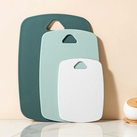 Juego de 3 tablas de cortar de plástico, tablas de cortar de cocina, tablas de cortar gruesas para carne, verduras y frutas, con asas de fácil agarre, aptas para lavavajillas. (1/5)