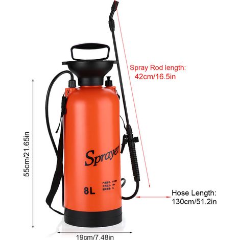 Gartenspritze mit Luftdruck und Schultergurt für landwirtschaftliche und gartenbauliche Zwecke, 8 Liter (1/4)