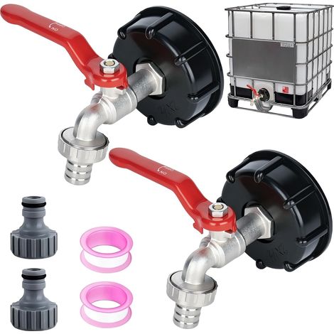 Robinet Cuve 1000l S60x6 Ibc Raccord Robinet Avec Raccord De Tuyau 1/2"Adaptateur De Réservoir En Alliage D'aluminium De Jardin Avec Adaptateur En Plastique Pour De Cuve (1/5)