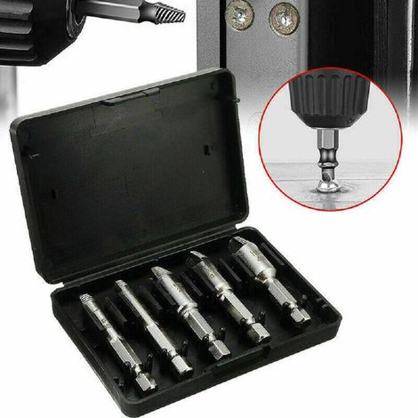 TrAdE Shop Traesio - Set 5 Estrattori Estrattore Viti Danneggiate Spanate Prigionieri Per Trapano - (1/4)