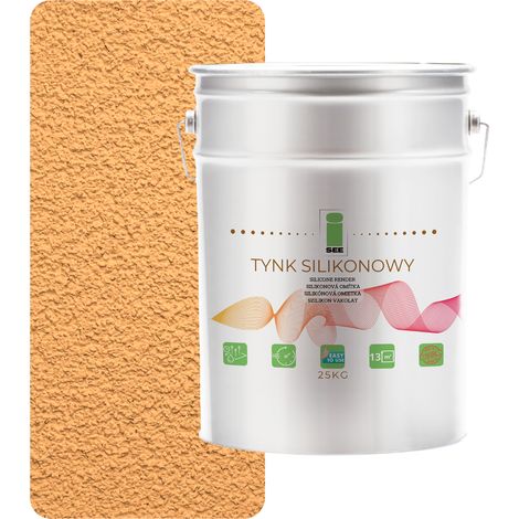 Enduit silicone pour façades extérieures, jaune safran, qualité supérieure 1,5 mm, 25 kg (1/5)