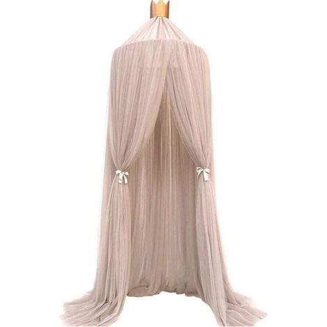 Lit auvent lit bébé 100% polyester tissu romantique auvent moustiquaire enfants lire, jouer, tente, rideau suspendu pour bébé, décoration de chambre à coucher (Couleur kaki) (1/4)