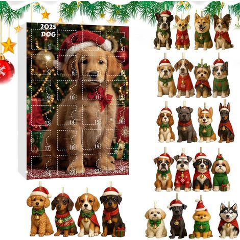 Adventskalender mit Weihnachtsschmuck, festlicher Dekoration und Erinnerungsstück 24-tägiger Adventskalender mit Hundemotiven – ein weihnachtliches Erinnerungsstück für Erwachsene, Jugendliche und Ti (1/5)