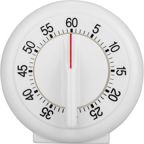 Minuterie de Cuisine de Forme Ronde de 60 Minutes, Compteur Mécanique-réveil , Minuterie Blanche avec Compte à Rebours Visuel pour Les (1/5)