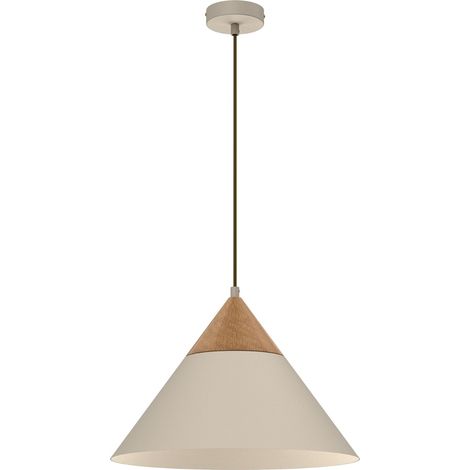 Suspension crème cône bois Single Luminex E27 Ø39