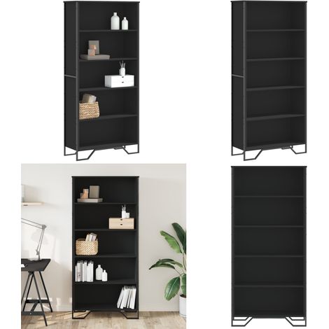 vidaXL Bibliothèque noir 80x31x169 cm bois d’ingénierie (1/5)