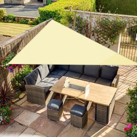 Cream Outdoor Shade Sail Patio Suncreen Awning Garden Sun Canopy 98% UV Block Triangle 2x2x2m (1/4)