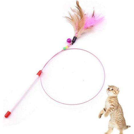 Chat Jouet à Plume Animaux de Compagnie Entraînement Taquiner Interactif Jouet Chaton Chaser pour Exercice Jouer Amusement