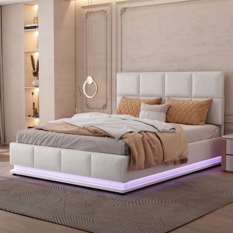 Polsterbett mit Stauraum und LED 140x200 Kunstleder OKMYHOME (1/5)