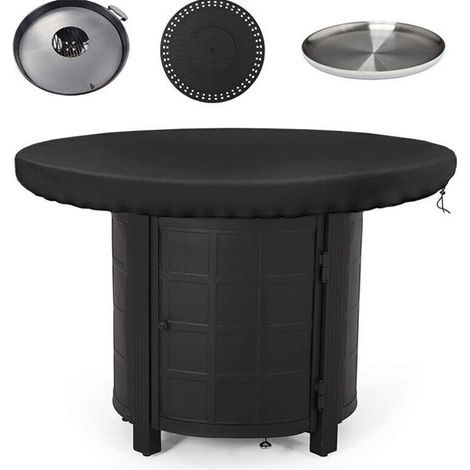 Housse de protection pour plaque de feu, 420D, étanche, anti-UV, pour plaque de feu, plaque de barbecue (diamètre 100 cm) (1/4)