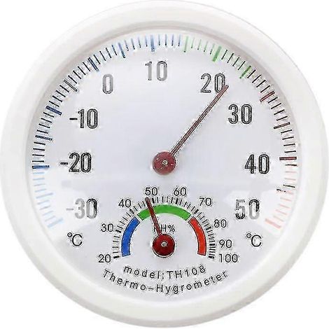 Thermomètre-hygromètre à aiguille ronde, cadran blanc, pour une utilisation intérieure et extérieure, KFWHBYV (1/4)