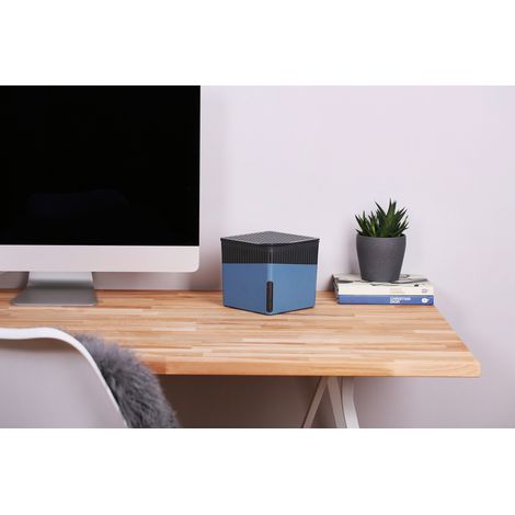 WENKO Raumentfeuchter Cube Blau 1000 g, Luftentfeuchter, Blau, Kunststoff (ABS) blau, Calciumchlorid weiß, Kunststoff (ABS) anthrazit