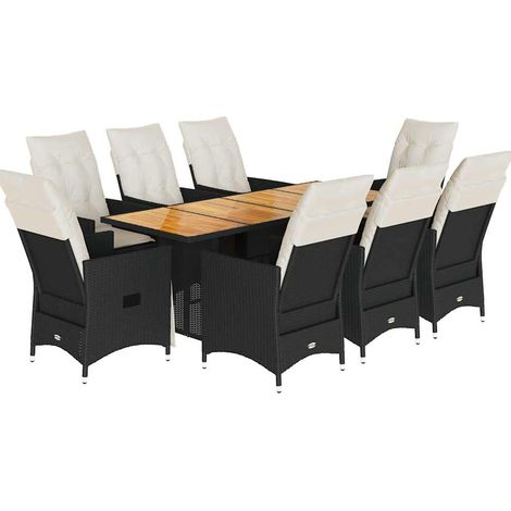 Maison Exclusive - 9-tlg. Garten-Essgruppe mit Kissen Schwarz Pol (1/5)