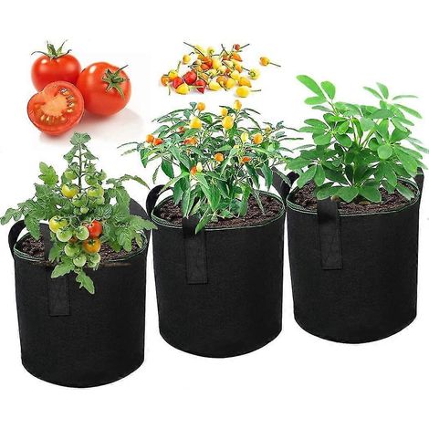 Lot de 3 sacs de culture pour tomates, avec poignées en feutre, pour la culture de tomates, fleurs, plantes et plus encore - Alternative idéale aux arroseurs automatiques de 7 gallons. (1/5)
