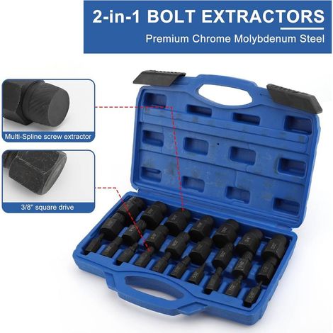 Lot 25 extracteurs vis écrou antivol – extracteur vis cassée haute dureté – pour boulons rouillés et arrondis (1/5)
