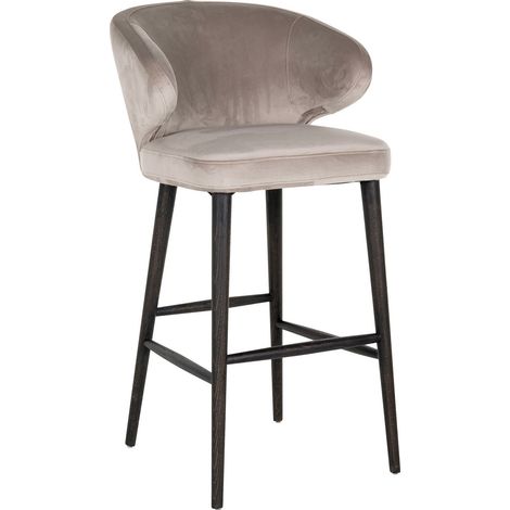 Chaise de bar Indigo - Taupe et pieds noirs et or (1/5)