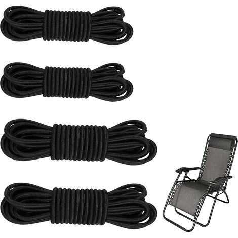PCS Universal Elastic Cord Replacement, Replacement Cord for Zero Gravity Relax Chair, Elastic Chair Laces for Patio Chairs (Black) (1/5)