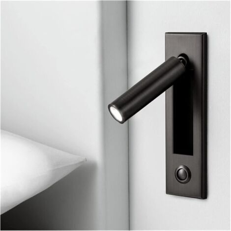 Applique murale, Applique murale moderne, Applique murale LED intérieure pour tête de lit, Lampe de lecture encastrée à poussoir pour chevet (noir) (1/4)