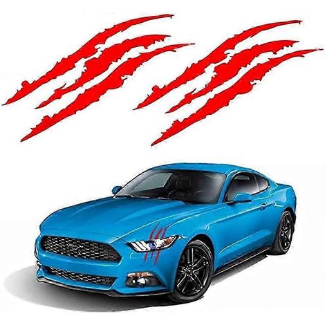 Lot de 2 autocollants réfléchissants en forme de griffes pour phares de voiture (rouge) (1/5)