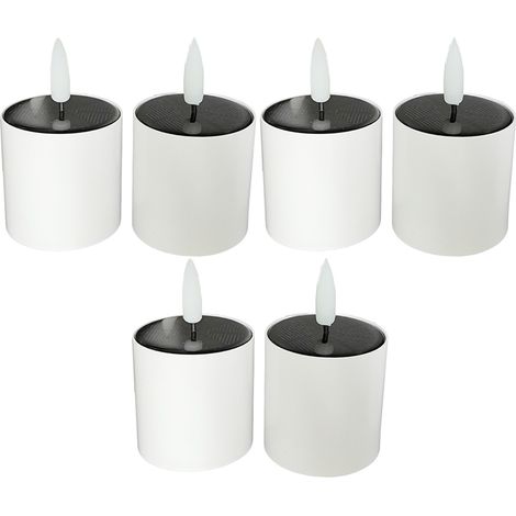 Ortviai Bougies LED solaires sans flamme, 6 unités, étanches, rechargeables, design flamme pulsée pour jardin, camping et décoration extérieure