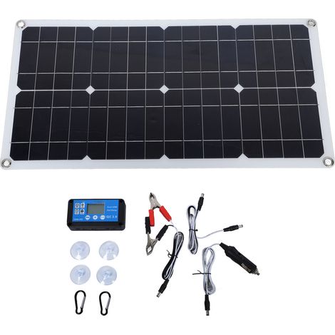 Kit Solaire 100W Portable IP67 avec Régulateur 20A 12V/24V pour Camping-Car, Caravane et Véhicule (1/5)