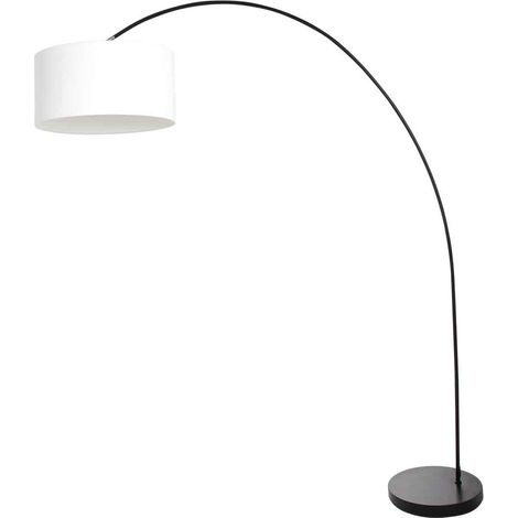 Lampadaire - noir - Solva - métal textile - lampe arquée - E27 - (1/5)
