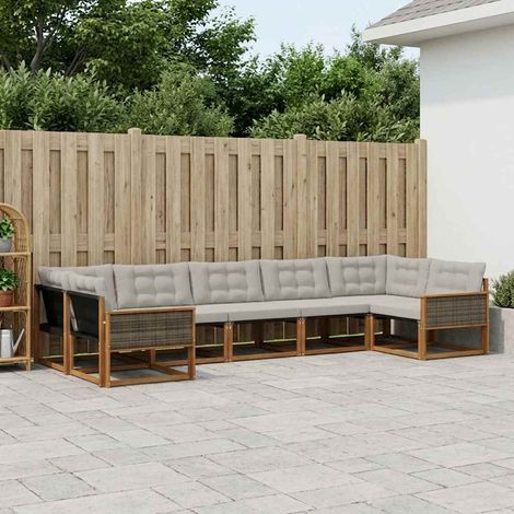 vidaXL Outdoor-Sofagarnitur mit Kissen 7 pcs Natürlich und Hellgrau (1/5)