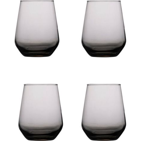 Lot de 4 verres fumés vintage rétro 450 ml, Fumé. (1/5)