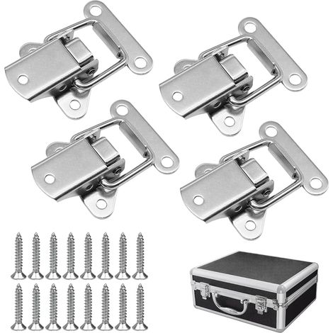 Loquet à Bascule - 4 Pièces - Acier Inoxydable 304 - Fermoir à Ressort - Boîte Outils et Placard - Argent (1/5)