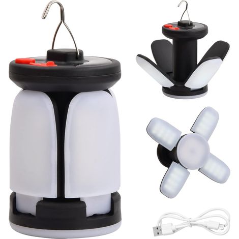 CCYKXA Solar Camping Lantern, Tent Light with 6 Lighting Modes, Foldable Rechargeable Camping Light, Waterproof LED Camping Lamp for Hiking, Fishing, Cellar, Garage, Garden (1/5)
