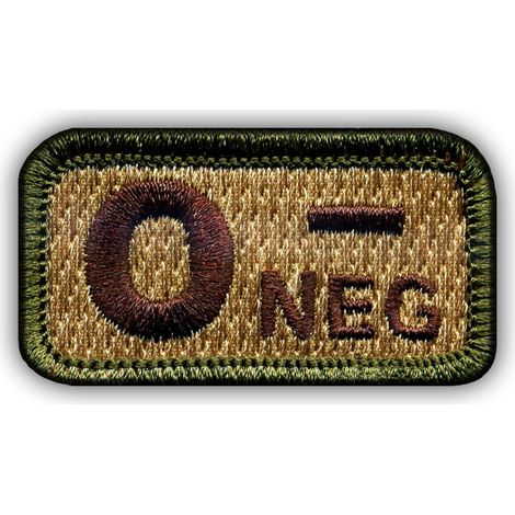 Patchion Blutgruppe 0 "neg" multitan - Aufbügelbare/Heißsiegel-Rückseite - Gestickter Aufnäher/Abzeichen/Emblem