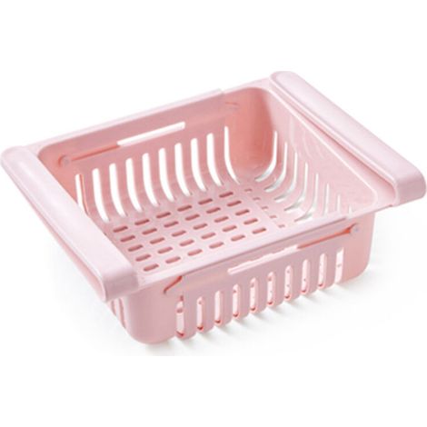 Lot de 2 bacs de rangement extensibles pour réfrigérateur, étagères réglables, rose nordique (1/5)