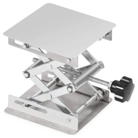 Table Élévatrice de Laboratoire, Table de Levage Plate-Forme de Laboratoire en Acier Inoxydable, 100 x 100mm, Hauteur de Levage Extensible de 45 à 150mm, Poids de Support 5 KG (1/4)
