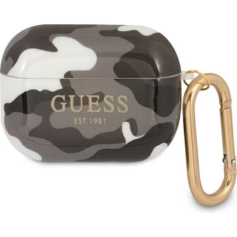 Funda Guess guapucamg para AirPods Pro, color negro/negro, colección Camo. (1/3)